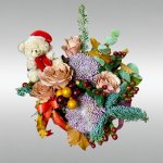 CHRISTMAS FLOWERS WITH TEDDY