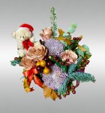 CHRISTMAS FLOWERS WITH TEDDY