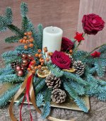 FRESH CENTREPIECE WITH CANDLE - MEDIUM