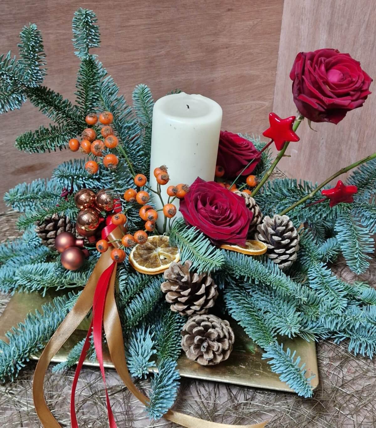 FRESH CENTREPIECE WITH CANDLE - LARGE - Image 2